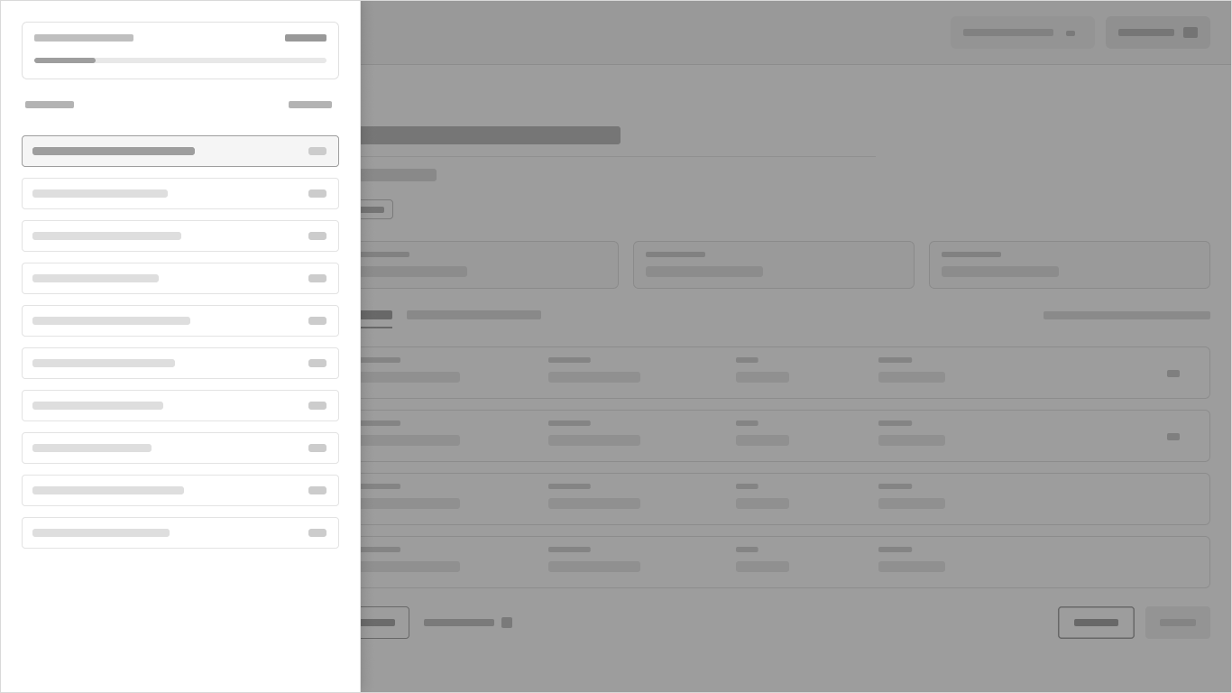 Wireframe en baja fidelidad de un panel lateral de filtros sobre un listado